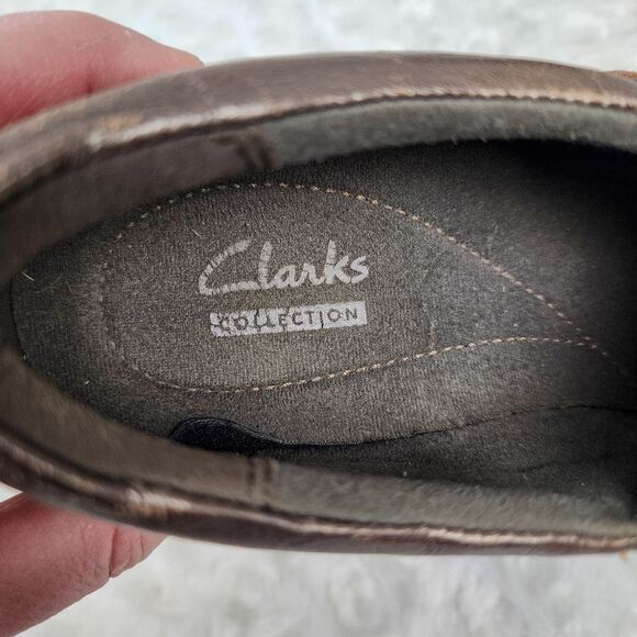 Clarks Leather Ashland Bronze Loafers Size 8.5 - Picture 3 of 9